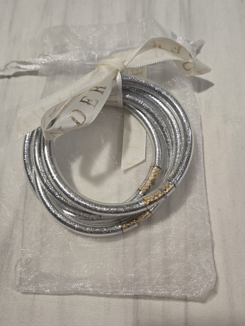 Plunder Silver Coil Bracelet Set with Gold Accents